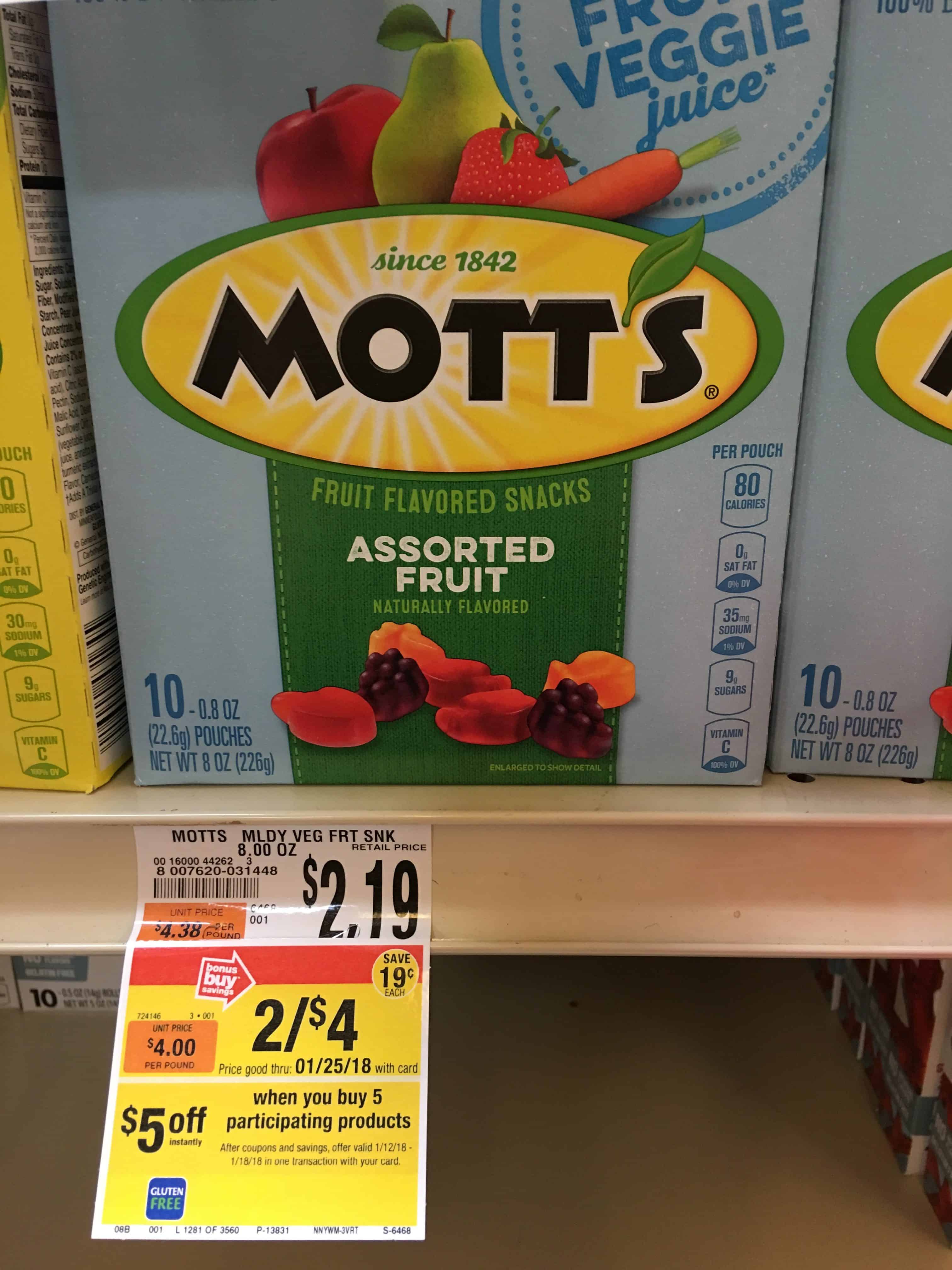 Giant: Mott’s Fruit Snacks ONLY $0.70 Each Thru 1/18!