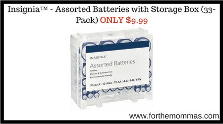 Insignia™ – Assorted Batteries with Storage Box (33-Pack) ONLY $9.99