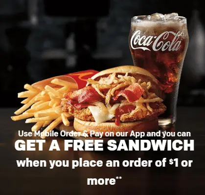 McDonald's Sandwich for Free w/ $1 Order 