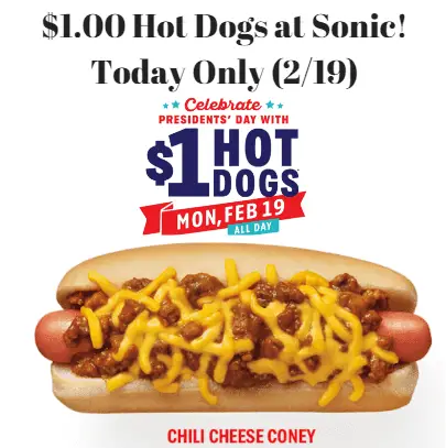 Sonic Drive-In - TODAY ONLY! Get $1 Chili Cheese Coneys ALL DAY