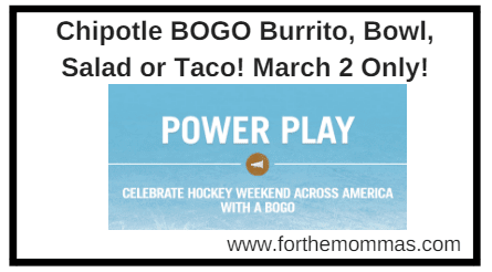 Chipotle BOGO Burrito, Bowl, Salad or Taco! March 2 Only!