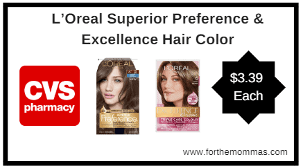 CVS: L’Oreal Superior Preference & Excellence Hair Color ONLY $3.39 each starting 2/18