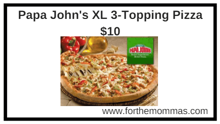 Papa John's XL 3-Topping Pizza $10