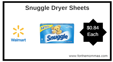 Walmart: Snuggle Dryer Sheets $0.84