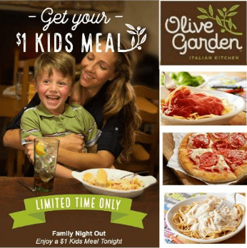1 Kids Meal At Olive Garden Thru March 18 Ftm