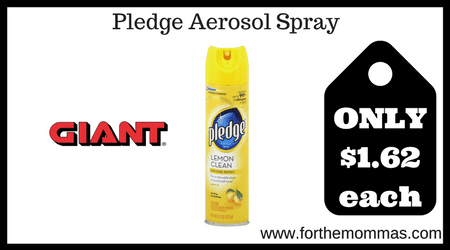 Giant: Pledge Aerosol Spray Just $1.62 Each Starting 3/23!