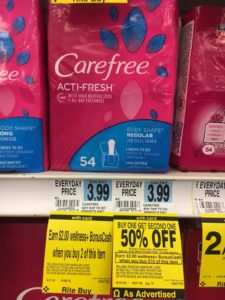 Rite Aid: Carefree Liners ONLY $0.25 each Through 4/21