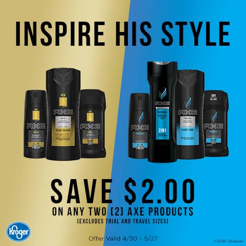 Buy AXE Products Save $2 at Kroger