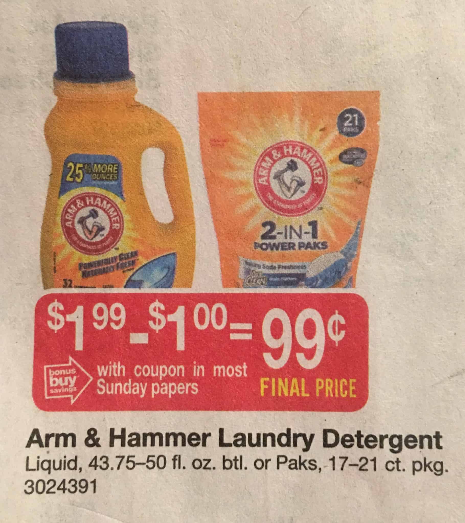 Giant Arm & Hammer Laundry Detergent Just 0.79 Each Starting 5/4!