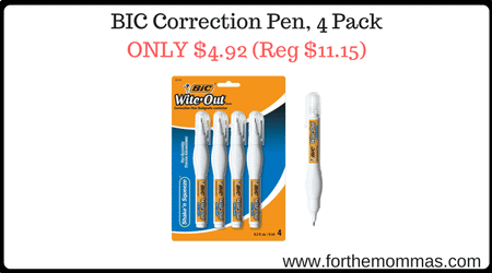 BIC Correction Pen, 4 Pack 