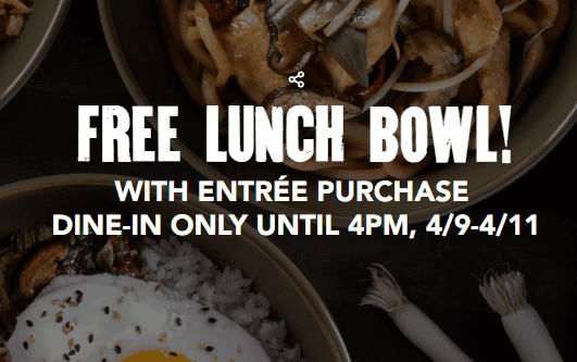 Free Lunch Bowl With Entree Purchase at PF Chang's 