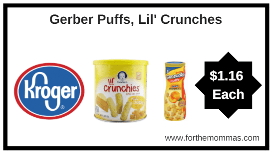 Kroger Mega Sale: Gerber Puffs or Gerber Lil' Crunches ONLY $1.16 (Reg $1.99)