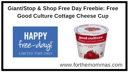 Giant/Stop & Shop Free Day Freebie: Free Good Culture Cottage Cheese Cup Giant/Stop & Shop Free Day Freebie: Free Good Culture Cottage Cheese Cup