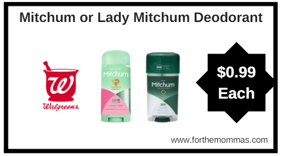 Walgreens: Mitchum or Lady Mitchum Deodorant ONLY $0.99 Starting 4/22