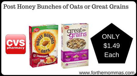 Post Honey Bunches of Oats or Great Grains