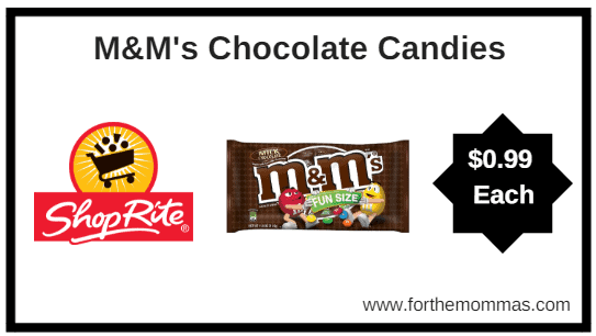 ShopRite: M&M's Chocolate Candies Just $0.99 {6/3 ONLY}