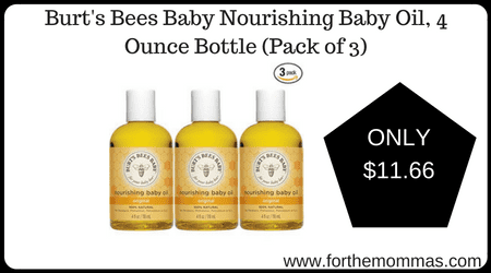 Burt's Bees Baby Nourishing Baby Oil, 4 Ounce Bottle (Pack of 3)