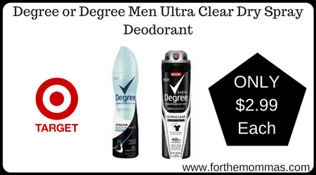 Degree or Degree Men Ultra Clear Dry Spray Deodorant