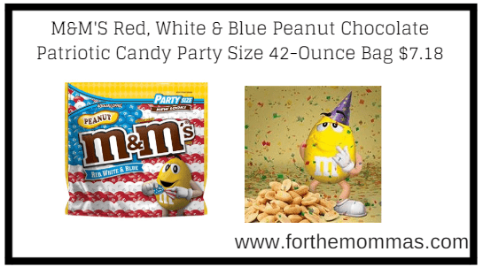 M&M'S Red, White & Blue Peanut Chocolate Patriotic Candy Party Size 42-Ounce Bag $7.18