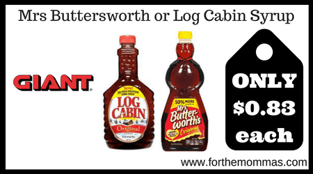 Mrs Buttersworth or Log Cabin Syrup