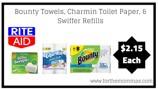Rite Aid: Bounty Towels, Charmin Toilet Paper, & Swiffer Refills ONLY $2.15 Each Starting 7/1