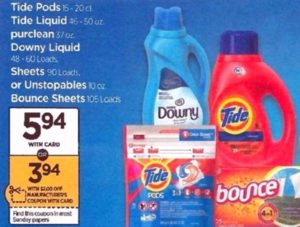 Tide Liquid Detergent, Tide Pods, Downy & Bounce