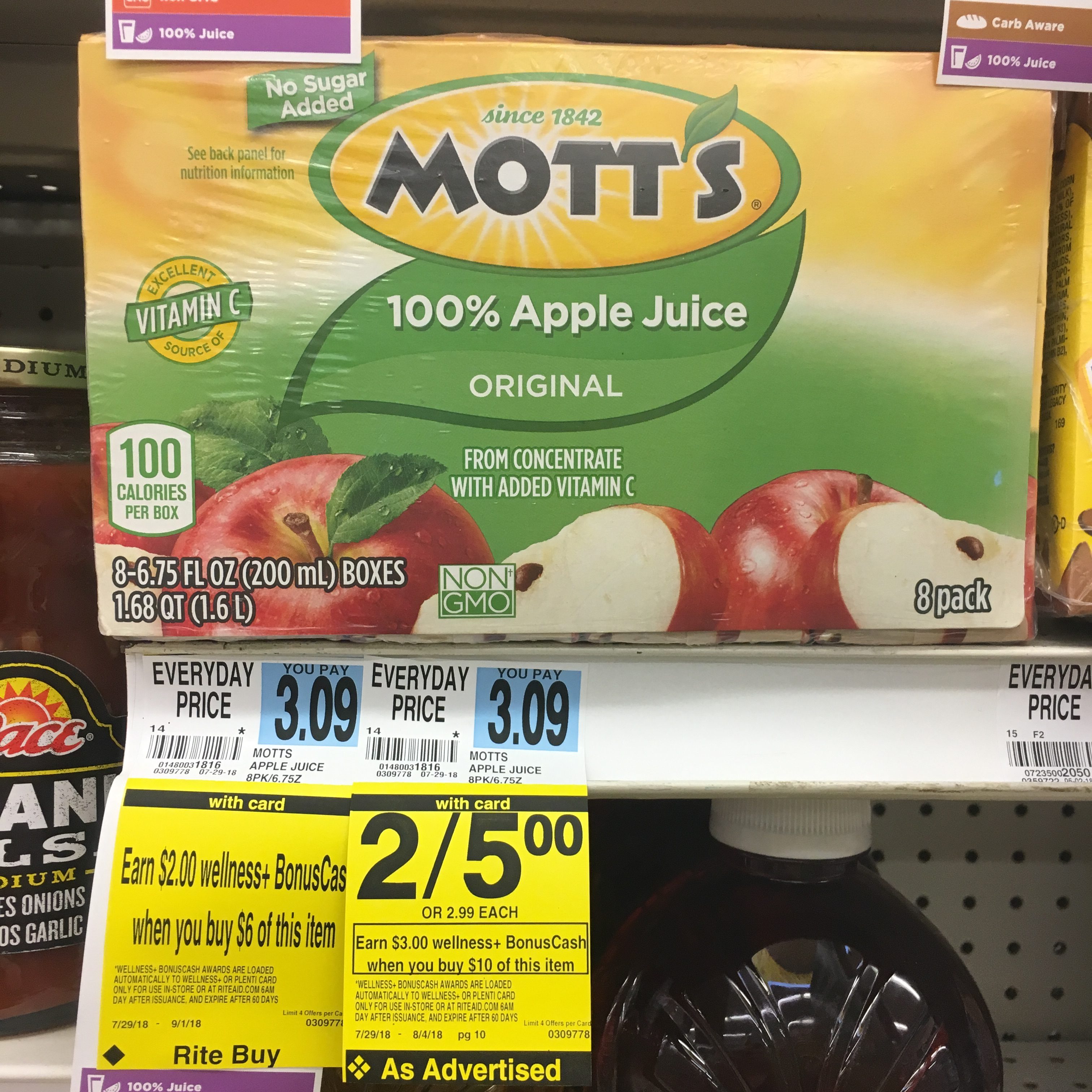 Rite Aid: Mott’s Apple Juice Boxes 8-Pack ONLY $0.50 each thru 8/4