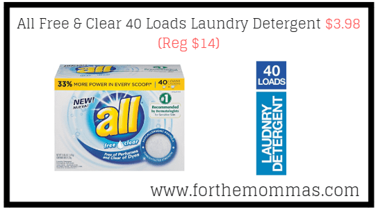 All Free & Clear 40 Loads Laundry Detergent $3.98 (Reg $14)