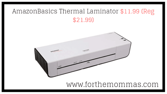 Amazon Prime Deal: AmazonBasics Thermal Laminator $11.99 (Reg $21.99)