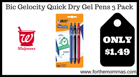 Bic Gelocity Quick Dry Gel Pens 3 Pack