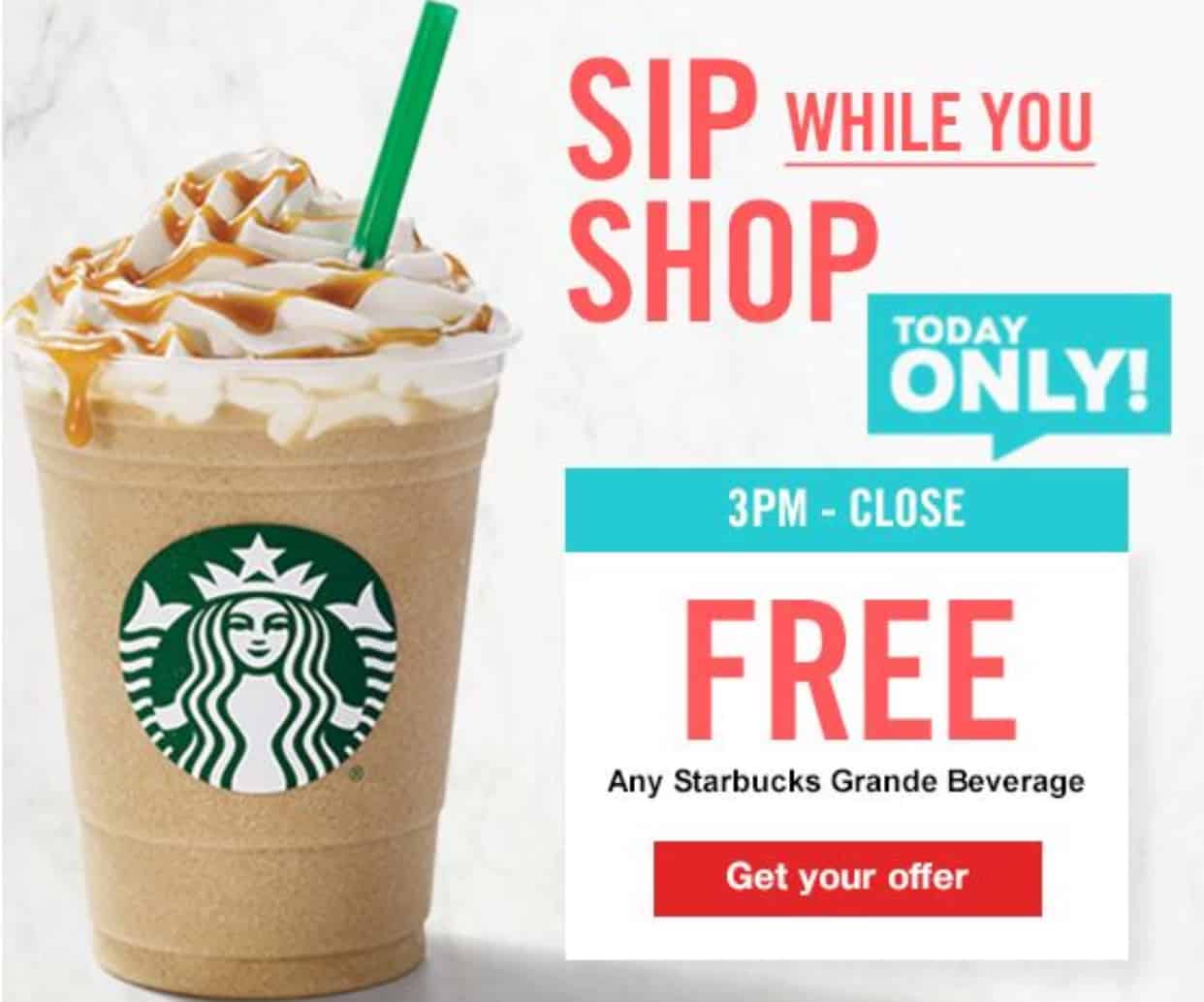 Giant Free Starbucks Grande Beverage Today Only