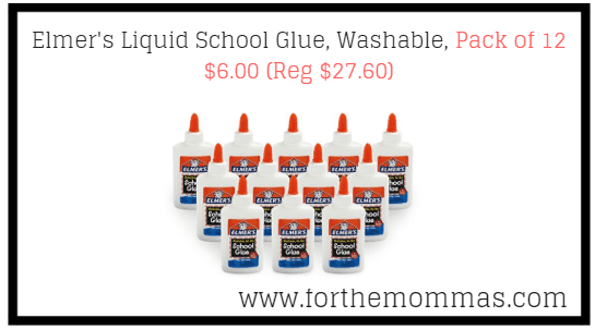 Elmer's Liquid School Glue, Washable, Pack of 12 $6.00 (Reg $27.60)