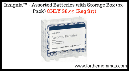 Insignia™ – Assorted Batteries with Storage Box (33-Pack) ONLY $8.99 (Reg $17)