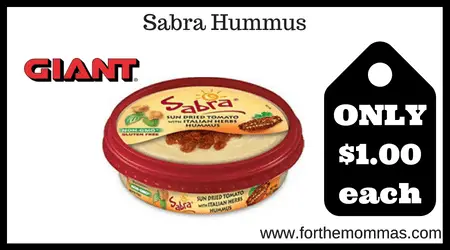 Giant: Sabra Hummus Just $1.00 Each Starting 7/20!