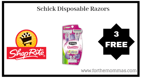 ShopRite: 3 FREE Schick Disposable Razors + Moneymaker thru 7/14!