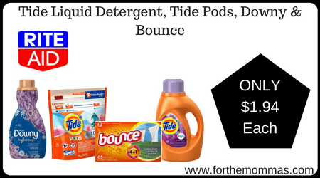 Tide Liquid Detergent, Tide Pods, Downy & Bounce