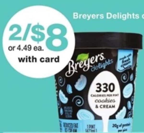 Walgreens Breyers Delights Ice Cream Pints ONLY 2.50 each starting 8/5