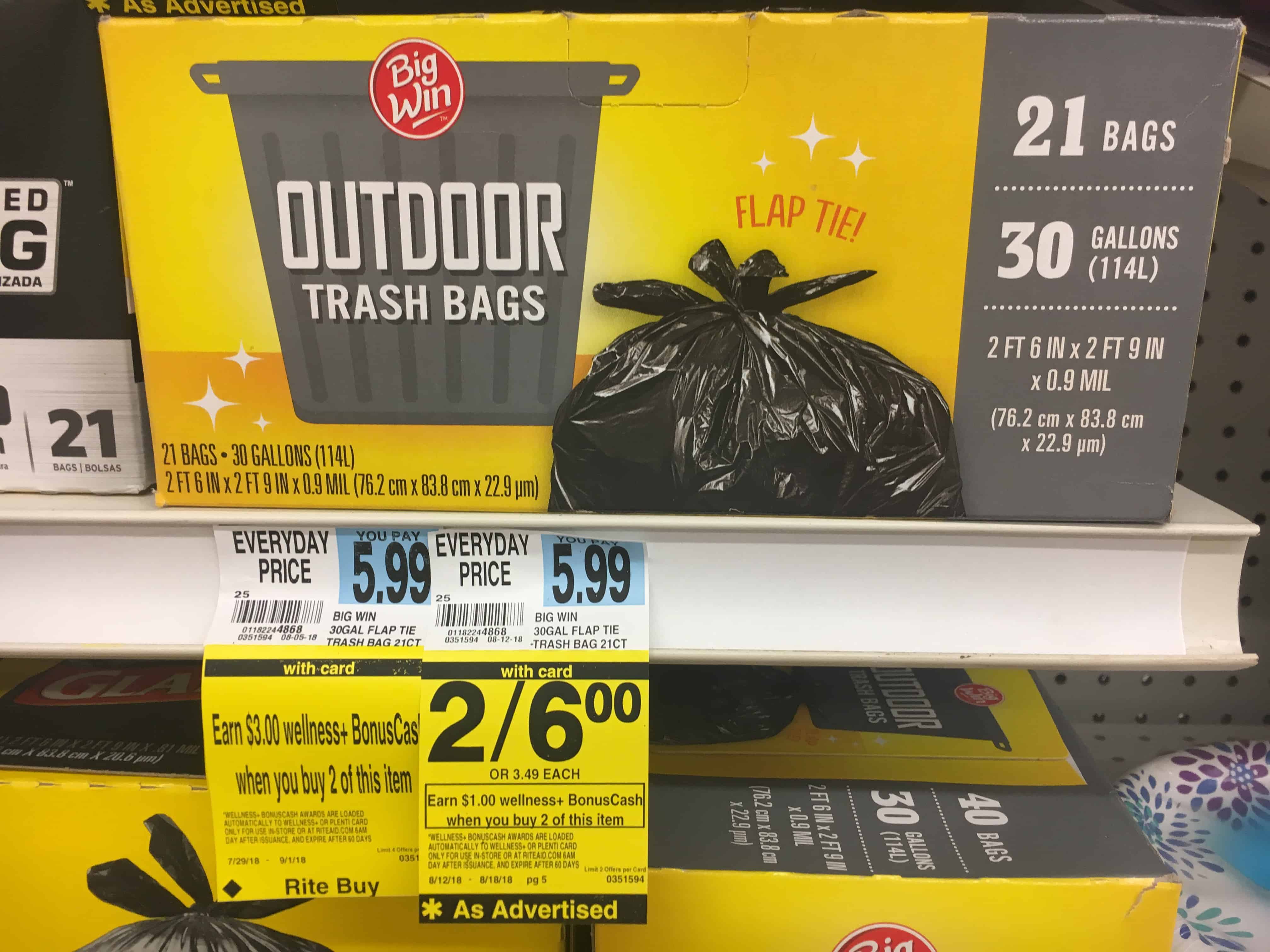 Rite Aid: Big Win Outdoor Trash Bags ONLY $1 each through 8/18