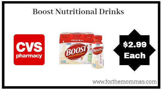 CVS: Boost Nutritional Drinks 6 Pack ONLY $2.99 each Thru 8/11