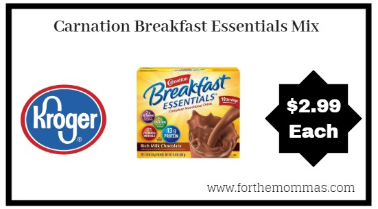 Kroger Mega Sale: Carnation Breakfast Essentials Mix ONLY $2.99 (Reg $4.99)