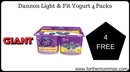  Dannon Light & Fit Yogurt 4 Packs 