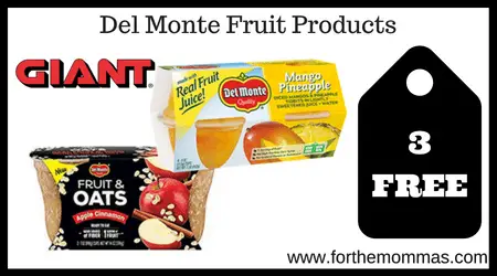 Giant: Del Monte Fruit Products As Low As 3 FREE Starting 8/31!