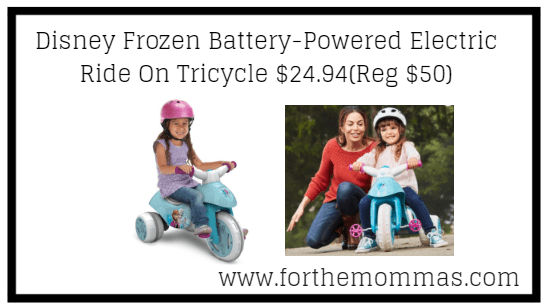 Disney Frozen Battery-Powered Electric Ride On Tricycle $24.94(Reg $50)