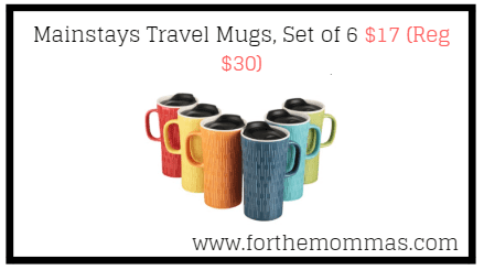 Walmart.com: Mainstays Travel Mugs, Set of 6 $17 (Reg $30)