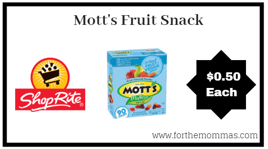 ShopRite: Mott's Fruit Snack ONLY $0.50 Each Thru 8/4!