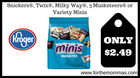 Snickers®, Twix®, Milky Way®, 3 Musketeers® or Variety Minis