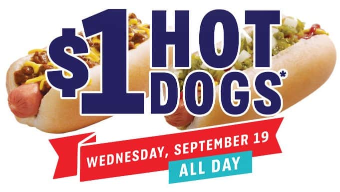 $1 Hot Dogs at Sonic on Sept. 19th