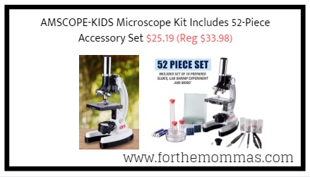 AMSCOPE-KIDS Microscope Kit Includes 52-Piece Accessory Set $25.19 (Reg $33.98)