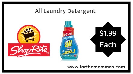 ShopRite: All Laundry Detergent Just $1.99 Each Starting 9/23!