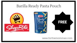 ShopRite: FREE Barilla Ready Pasta Pouch Thru 9/22!